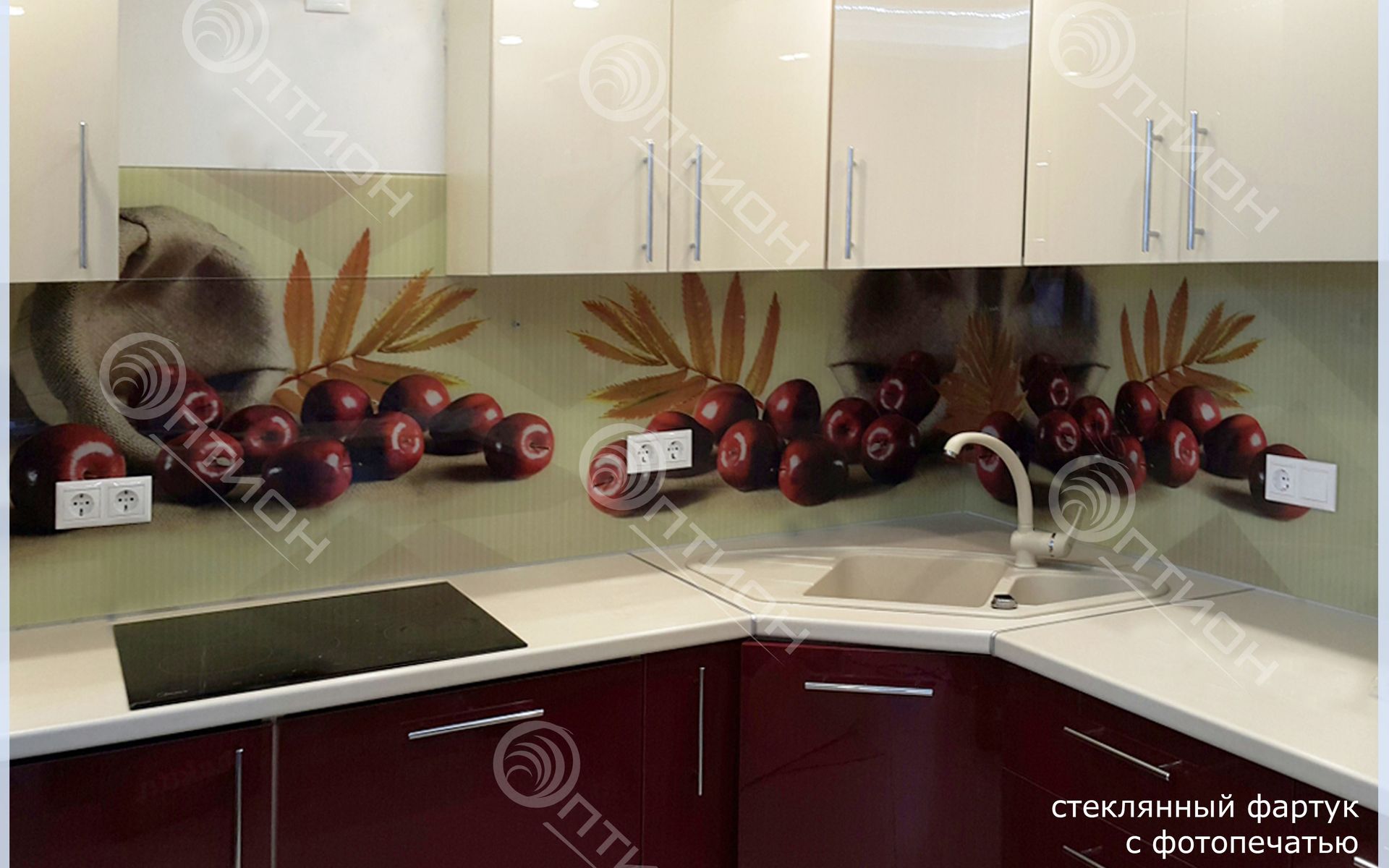 Кухонный фартук с фотопечатью в интерьере
